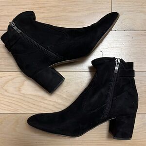 Franco Sarto Black Suede Ankle Bootie